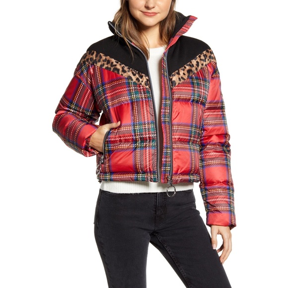 NVLT Water Resistant Puffer Jacket tartan plaid XL